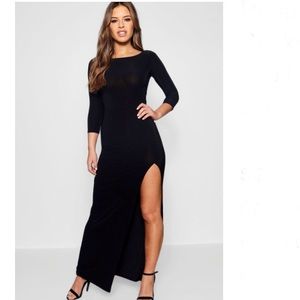 Boohoo Black Maxi Dress with Slit